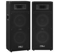 GeenYuu Lot de 2 haut-parleurs de scène HiFi professionnels, passifs, 1000 W, puissance de crête 30 x 24,5 x 74 cm, avec ouvertures à reflet de basses et poignées pour fête, studio de musique et home