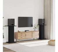 GeenYuu Lot de 2 supports de haut-parleurs en bois - 30 x 30 x 95 cm - Noir - Pour home cinéma, salon, studio - Avec surface stable et réduction des vibrations