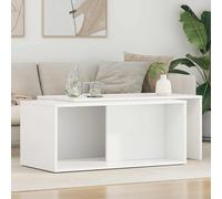 GeenYuu Lot de 2 tables basses en bois blanc, table d'appoint, table d'appoint, de salon, table de canapé avec étagère, rectangulaire, moderne, durable, facilement convertible, pour salon et canapé