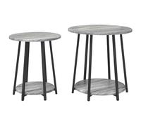 GeenYuu Lot de 2 tables d'appoint avec étagère - Gris Sonoma et noir - Table de chevet moderne et table d'appoint avec étagère - Idéal comme organisateur de chambre à coucher et table de fin de séjour