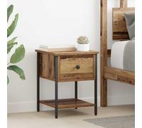 GeenYuu Lot de 2 tables de chevet aspect bois vieilli - 34 x 35,5 x 45 cm - En matériau dérivé du bois - Avec 2 étagères - Design moderne - Table d'appoint pour chambre à coucher - Durable et robuste