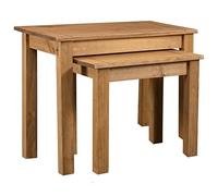 GeenYuu Lot de 2 tables gigognes en bois massif de pin Panama - Couleur naturelle - Fabriquées à la main - 56 x 40 x 53,5 cm et 43 x 35,5 x 42,5 cm - Pour salon, table basse - Peu encombrantes