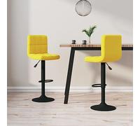 GeenYuu Lot de 2 tabourets de bar en velours jaune moutarde avec structure en métal réglable en hauteur et repose-pieds pour salle à manger, tabouret de comptoir, tabouret de cuisine, salon et bistrot