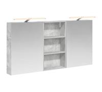 GeenYuu Lot de 3 armoires de salle de bain en bois - 140 x 14,5 x 70 cm - Montage mural avec éclairage LED - Miroir bidirectionnel - Grand espace de rangement pour meubles de salle de bain, buanderie
