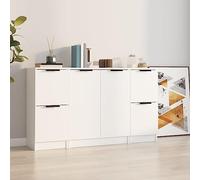 GeenYuu Lot de 3 buffets en bois blanc, 2 petits et 1 grand buffet, commode étroite, armoire polyvalente pour salon, chambre à coucher, couloir, 30 x 30 x 70 cm, 60 x 30 x 70 cm