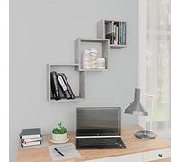 GeenYuu Lot de 3 étagères murales cubiques en bois gris béton 68 x 15 x 68 cm pour chambre à coucher, salon, cuisine, espace de rangement polyvalent