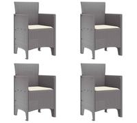GeenYuu Lot de 4 chaises de jardin en polypropylène, gris clair, 53 x 49 x 85 cm, empilables, résistantes aux intempéries, modernes, pour terrasse, balcon et jardin, confort d'assise confortable