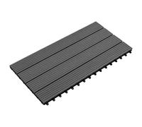GeenYuu Lot de 6 dalles de terrasse noires WPC - 60 x 30 cm - Pour terrasse et jardin - Durable - Facile d'entretien - Polyvalent - Pour l'intérieur et l'extérieur