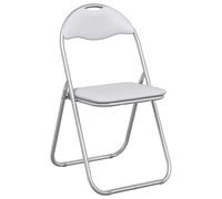 GeenYuu Lot de 8 chaises pliantes blanches et grises avec revêtement en cuir synthétique, cadre en acier, 48 x 43,5 x 81 cm, pliables, peu encombrantes, rembourrées, modernes pour salle à manger