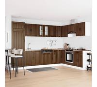 GeenYuu Lucca Meuble bas de lavabo 2 pièces aspect chêne 80 x 46 x 81,5 cm avec espace de rangement et porte pour cuisine et intérieur Solution de rangement pratique
