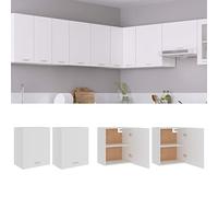 GeenYuu Lyon Lot de 2 armoires suspendues en matériau dérivé du bois avec porte, étagère, espace de rangement, durable, peu encombrant, idéales pour la cuisine et la maison Blanc 50 x 31 x 60 cm