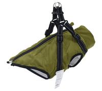 GeenYuu Manteau pour chien avec harnais réglable, imperméable, réfléchissant, vert armée, L24, polyester, polaire, manteau d'hiver pour promenade en cas de pluie, neige et vent