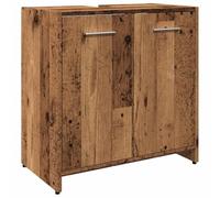 GeenYuu Meuble sous lavabo aspect bois vieilli 60 x 33 x 60 cm avec espace de rangement et poignées ergonomiques pour salle de bain ordre et rangement pratique