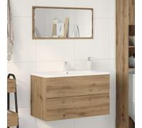 GeenYuu Meuble sous lavabo en chêne Artisan - 90 x 38,5 x 45 cm - Armoire suspendue avec espace de rangement et étagère pour meubles de salle de bain et ordre dans la salle de bain