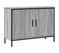 GeenYuu Meuble sous lavabo gris Sonoma 80 x 30 x 60 cm avec espace de rangement et ouverture de siphon pour salle de bain, lavabo, meuble de salle de bain, ordre et rangement