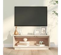 GeenYuu Meuble TV 90 x 35 x 35 cm en pin massif non traité, design robuste, support TV universel polyvalent pour salon, chambre à coucher