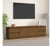 GeenYuu Meuble TV marron miel - 176 x 37 x 47,5 cm - Pin massif - Support TV stable pour salon, rangement des médias - Support TV universel