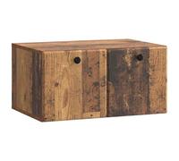 GeenYuu Meuble TV mural en bois vieilli, 59,5 x 41 x 30 cm, avec beaucoup d'espace de rangement et portes battantes à 90°, meuble multimédia moderne pour salon, chambre à coucher, home cinéma, design