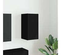 GeenYuu Meuble TV mural, noir, 30 x 31 x 60 cm, matériau en bois, montage mural, design peu encombrant, solution de salon moderne, durable, style simple