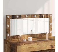 GeenYuu Miroir de lavabo d'angle droit en bois vieilli 100 x 45 x 18 cm avec éclairage LED, alimentation USB, design sans cadre pour salle de bain, chambre à coucher et couloir, élément de décoration