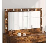 GeenYuu Miroir de lavabo en chêne fumé - 100 x 55 x 18 cm - Éclairage LED - Miroir mural - Miroir cosmétique - Sans cadre - Moderne - Pour chambre à coucher, salon, salle de bain