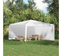 GeenYuu Mur de Tente de fête Blanc 2 pcs 400 x 195 cm en PE et Acier avec fenêtres décoratives pour pergola abri tonnelle Jardin extérieur Protection Ombre Pluie