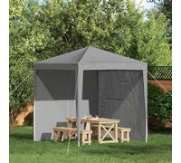 GeenYuu Mur de Tente de fête Gris Clair en PE et Acier 200 x 195 cm 2 pcs avec fenêtres décoratives pour pergola abri tonnelle extérieur terrasse Jardin Protection Ombre Pluie