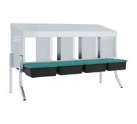 GeenYuu Nichoir à poules 4 compartiments avec pieds en acier galvanisé et plastique polypropylène 110 x 50 x 63/68 cm pour l'intérieur et l'extérieur avec réglage flexible de la hauteur des jambes