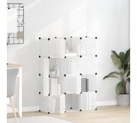 GeenYuu Organiseur de Rangement en Cube avec 12 Cubes et Portes en PP Transparent, Cadre Acier Robuste, Meuble modulable empilable pour Chambre, entrée, Bureau