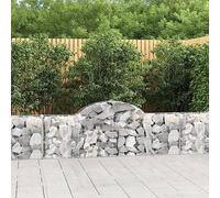 GeenYuu Paniers à gabions arqués 9 pcs 200x30x60/80 cm Fer galvanisé Durable, Cage Gabion Robuste pour Jardin, Mur de soutènement décoratif, barrière insonorisante, Remplissage Pierre