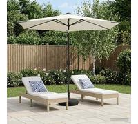 GeenYuu Parasol de Jardin crème avec Voile Polyester 270 x 270 cm, éclairage LED Solaire intégré, Base lestée 40 kg, inclinable Multi-Angle, Protection UV pour terrasse, Balcon, Patio extérieur