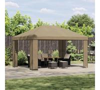 GeenYuu Pavillon 4 × 3 m Beige en Polyester 190 GSM et Acier Robuste pour Jardin extérieur Terrasse Patio avec auvent abri tonnelle pergola Protection Ombre Pluie