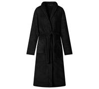 GeenYuu Peignoir sans capuche, noir, taille M, en flanelle douce, vêtement de détente léger pour la maison, combinaison douillette pour l'hiver, confortable pour se détendre et se sentir bien
