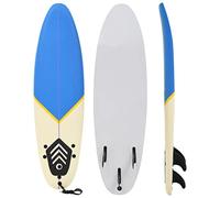 GeenYuu Planche de Surf 170 cm Bleu crème en Mousse EPS XPE avec 3 ailerons Amovibles Leash et Coussin de Traction pour débutants Enfants Adultes Glisse sur Vagues océan Plage