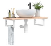 GeenYuu Plateau de lavabo en chêne massif avec support en acier 80 x 40 cm, étagère de salle de bain, meuble de rechange pour lavabo avec espace de rangement, commode