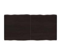 GeenYuu Plateau de table en chêne massif 120 x 60 x 2-4 cm avec bord d'arbre, plan de travail marron foncé comme plateau de rechange pour table à manger, bureau, cuisine, salon, bureau, établi