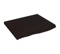 GeenYuu Plateau de table en chêne massif marron foncé 60 x 50 x 2-4 cm avec bord naturel, plan de travail polyvalent pour cuisine, salle à manger, bureau, établi et rénovation