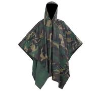 GeenYuu Poncho de pluie militaire imperméable en polyester avec capuche, fermetures à pression et motif camouflage, coupe-vent, respirant pour camping, randonnée, trekking, vélo, festival, voyage