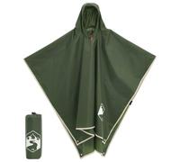 GeenYuu Poncho de Pluie Vert 2 en 1 223x145 cm avec Capuche réglable, bâche Camping Polyvalente, Couverture Pique-Nique légère, Sac de Transport Inclus, idéal randonnée Trekking Bivouac
