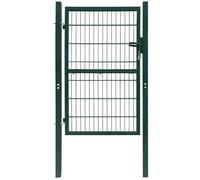 GeenYuu Portail de clôture 2D vert en acier 100x180 cm, portillon battant avec serrure robuste, cadre métallique, charnières et poteaux pour entrée jardin, terrasse, sécurité extérieure