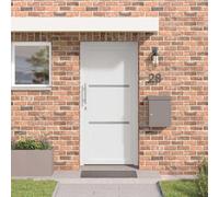 GeenYuu Porte avant blanche en PVC 88 x 200 cm avec insert en verre et serrure, porte d'entrée pour l'extérieur et l'intérieur, porte de sécurité avec isolation thermique, insonorisation et protection