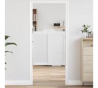 GeenYuu Portes battantes blanches en pin massif 90 x 40 cm paire avec design à lamelles pour intérieur, porte d'entrée stable alternative avec charnière, joint et montage facile