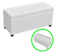 GeenYuu Pouf de Rangement en Cuir synthétique Blanc avec Compartiment spacieux et Couvercle abattant, siège supplémentaire Confortable, Meuble Pratique pour Salon, Chambre, entrée