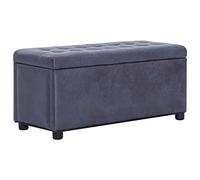 GeenYuu Pouf de Rangement en Similicuir Daim Gris 87,5 cm avec Compartiment spacieux, siège Confortable, Couvercle abattant pour Salon, Chambre, entrée, Repose-Pied et Table Basse Pratique