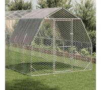 GeenYuu Poulailler avec toit en acier galvanisé - 2,5 x 10 x 2,25 m - Grand enclos avec toit en polyéthylène imperméable et grillage - Protection pour poules, lapins, cochons d'Inde, petits animaux