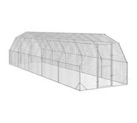 GeenYuu Poulailler en acier galvanisé - 2,5 x 10 x 2,25 m - Grande roue libre avec grillage hexagonal - Cage sûre pour petits animaux - Pour poules, lapins, cochons d'Inde et autres rongeurs dans le