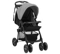 GeenYuu Poussette 2 en 1 gris clair noir acier pliable avec fonction allongée et auvent pour bébé, tout-petit, ville, terrain, voyage, vacances, compacte et légère