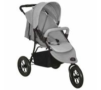 GeenYuu Poussette gris clair en acier avec système de pliage à une main, dossier réglable et repose-pieds, pliable, avec toit pare-soleil, panier de rangement, compacte pour la ville, les voyages, les