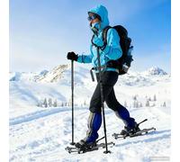 GeenYuu Raquettes à neige 3 en 1 argentées et noires en aluminium et polyéthylène haute densité 78,5 x 22 cm, longueur réglable avec design antidérapant pour l'hiver, la randonnée, le trekking, les