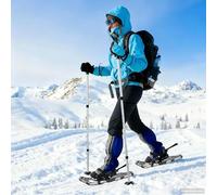 GeenYuu Raquettes à neige 3 en 1 avec bâtons de randonnée argentés et noirs, longueur réglable, antidérapantes avec cadre en aluminium et polyéthylène haute densité pour l'hiver, les randonnées en